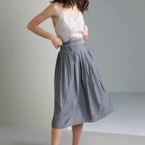 Vince Mini Striped Pleat Wrap Skirt, Medium - Picture 5 of 5